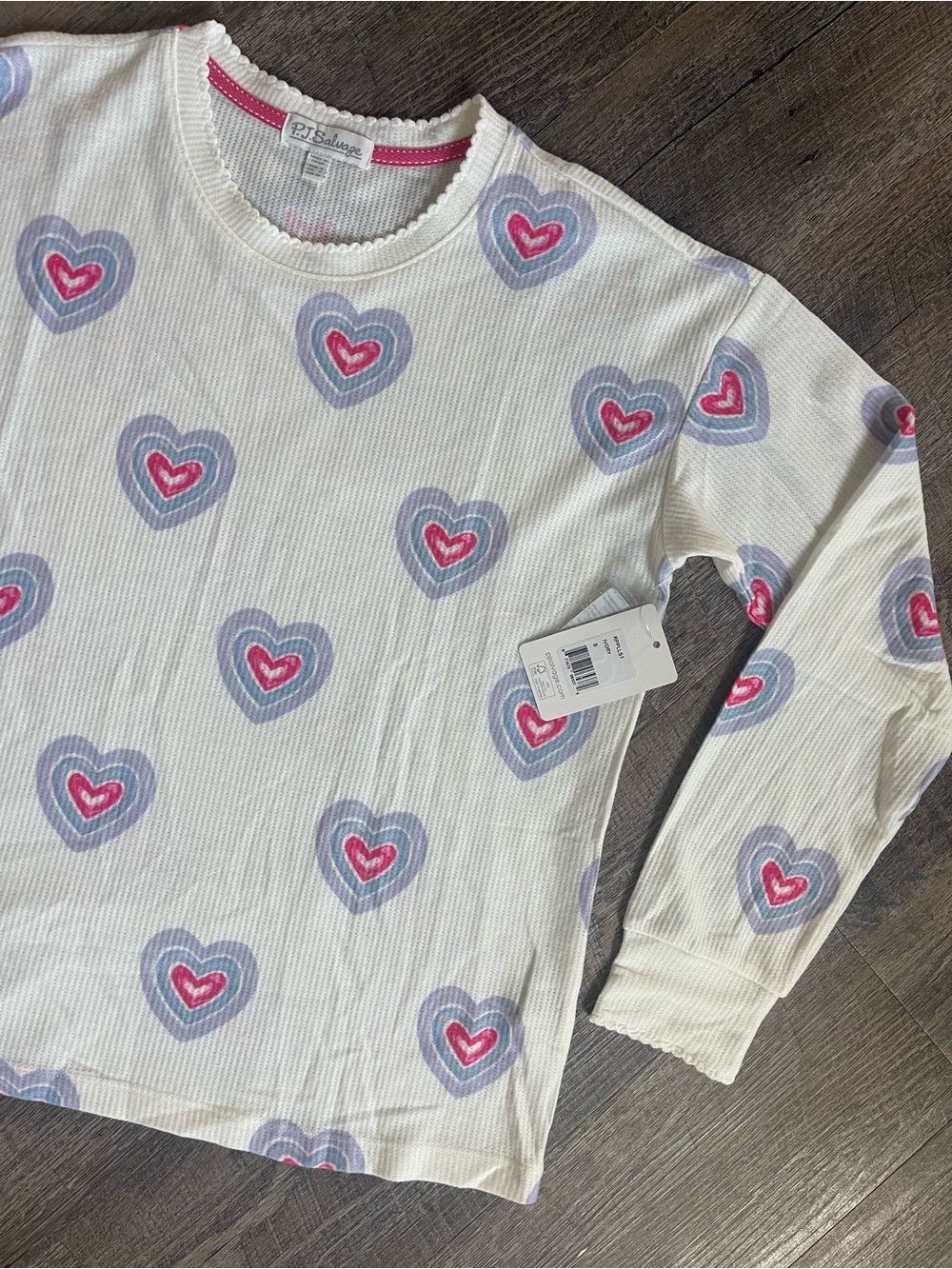 PJ Salvage SET Peace & Love hearts knit pants /long sleeve top - Picture 5 of 11